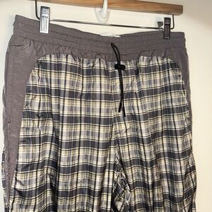 Urban Outfitters‎ Wind Pants L Plaid Jogger Nylon Swishy Streetwear Skater Drip